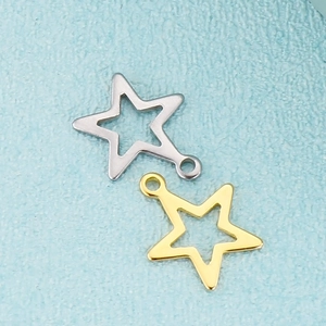 Minimalistische hohle Sternanhänger aus Edelstahl in Gold und Silber für DIY-Schmuck