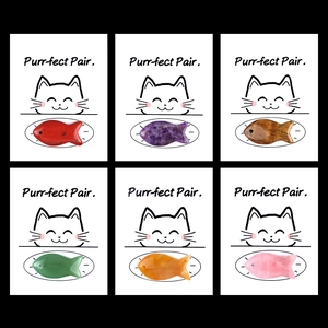 Fish Shaped Natural Stone Carving Crystal Agate Healing Gemstone With Cat Card DIY Jewelry Making Home Office Desk Gift