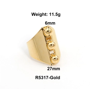 Detailed specs of wide gold titanium ring R5317 showing weight 11.5g and 6mm bead size