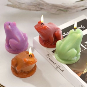 3D frog-shaped scented candles in multiple colors for DIY home decor and gift ideas