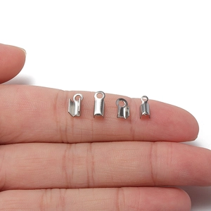 Stainless steel flat crimp cord ends connectors for DIY jewelry making hand-held display