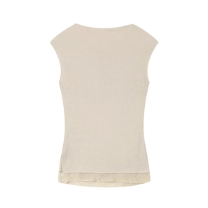 Damen Ärmelloses Strickoberteil in Beige mit elegantem gefaltetem Schichtsaum