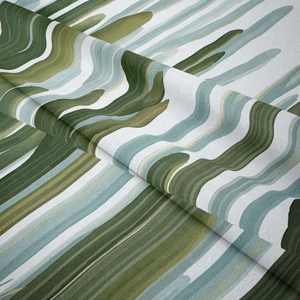 Detailed macro view of abstract fluid pattern tapestry showing fine fabric weaving texture