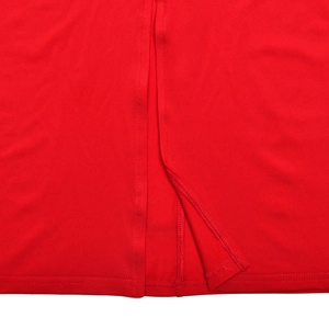 Detail view of the red slim fit dress showing the side slit and high-quality fabric texture