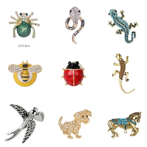 Broches Animaux Vintage Alliage Strass Émail Hibou Tortue Gecko Bijoux De Mode Accessoire Pour Femmes Hommes