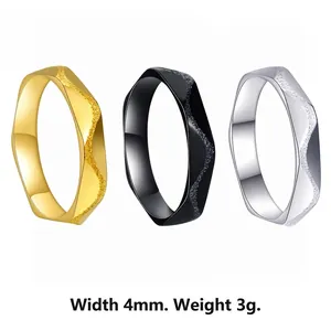 Minimalist Stainless Steel Geometric Ring For Men Women Frosted Multifaceted Couple Band Ring Punk Fashion Jewelry Gift