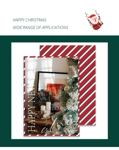 Detail of Christmas kraft paper with red, green and white diagonal stripes for gift wrapping