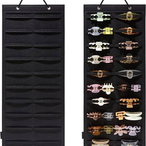 Hanging Hair Clip Organizer Felt Wall Mounted Multi Row Claw Clip Holder Bag For Hair Accessories Storage Home Organization