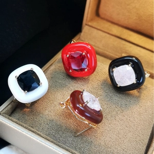 French Square Candy Stud Earrings Colorful Enamel Copper Inlaid Zirconia Simple Geometric Earrings For Women Jewelry Gift