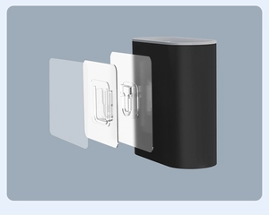 Exploded view showing the wall-mounted assembly of black silicone toilet brush holder