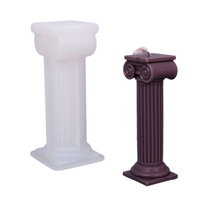 Roman pillar silicone candle mold with finished spiral column candle for DIY decor