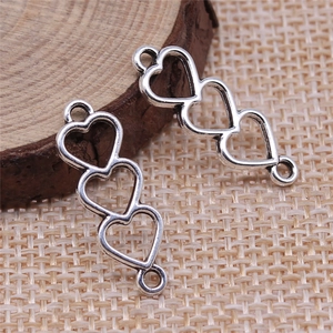 Linked Hearts Jewelry Connectors Alloy Hollow Charms For DIY Bracelet Necklace Making Retro Style