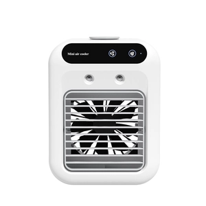 Portable USB mini air cooler with water mist function and adjustable airflow vent in white