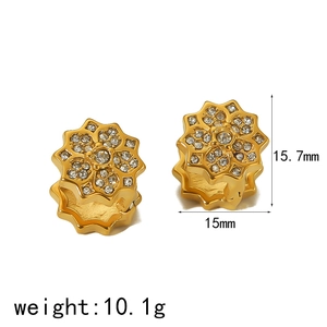 Boucles d'oreilles de luxe en acier doré avec zircons en étoile pour femmes