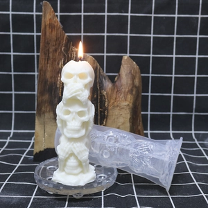 3-stack skull candle silicone mold for Halloween creative aromatherapy crafts