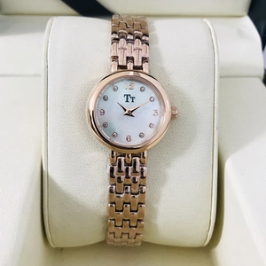 Women's Quartz Watch Ultra Thin Mini Round Mother Of Artificial Pearl Dial Stainless Steel Strap Waterproof Elegant Simple Analog Wristwatch