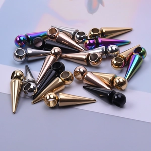 Conical stainless steel charms in gold, silver, and rose gold for DIY jewelry making