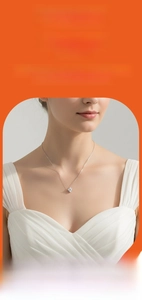 Close-up of a square-cut moissanite pendant on a S925 sterling silver chain
