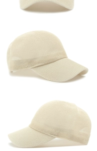 Detailed views of a cream knit mesh baseball cap showing breathable texture and soft top