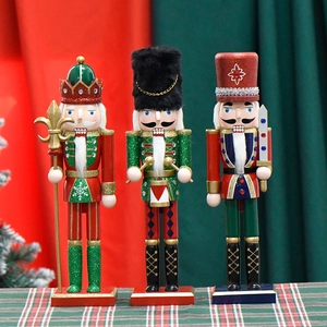 Christmas Nutcracker Soldier Ornament Wooden Glitter Festive Traditional Home Table Decoration Holiday Party Figure