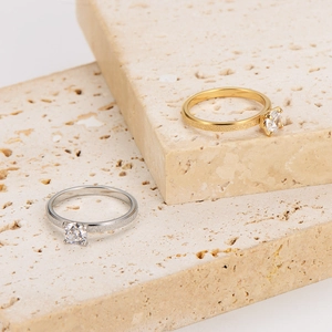Minimalist Stainless Steel Frosted Ring With Single Cubic Zirconia For Women Men Couple Wedding Engagement Finger Jewelry