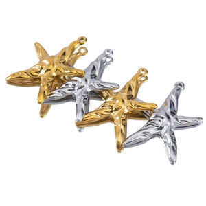 Golden and silver stainless steel starfish pendants for DIY jewelry making and necklaces