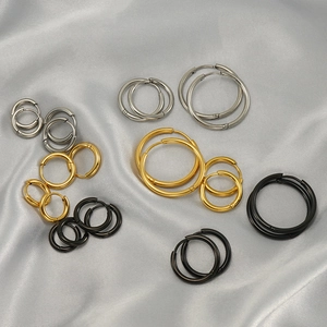 Minimalist Stainless Steel Hoop Earrings 18K Gold Plated Geometric Huggie Jewelry For Men Women Unisex Punk Style