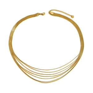 Collana chic a più strati in maglia serpente dorata con chiusura a moschettone e estensione