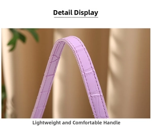 Detailed view of light purple hobo bag strap featuring premium crocodile texture and stitching
