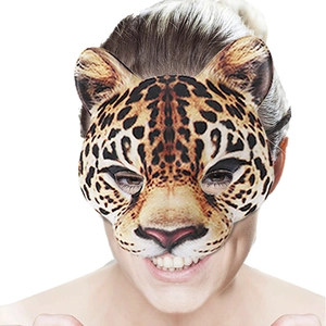 Realistic cheetah leopard print animal half face mask for masquerade and party costume