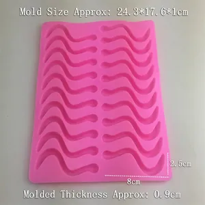 Pink 20-cavity silicone worm candy mold for fondant cake decorating and baking tools