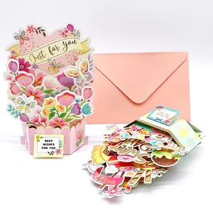 Pop Up Greeting Card Paper Sculpture For Kids Birthday Children Day Floral Unicorn Balloon Designs With Envelopes