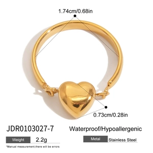 Diagramme technique détaillé de la bague cœur en or avec dimensions et matériau