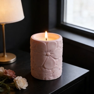 Pink cylindrical flower relief storage box resin mold and diy candle craft jar