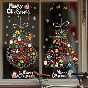 Stickers de Noël pour fenêtres avec Père Noël et bonhomme de neige pour décor de fête