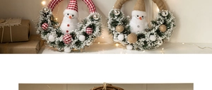 Détail de la couronne de bonhomme de neige de Noël avec lumières LED et aiguilles de pin