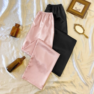 Glänzende Satin-Schlafanzughose in Pink und Schwarz mit bequemem, elastischem Hosenbund