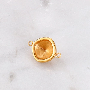 Gold rhombus bezel link connector with textured inlay base for DIY jewelry making