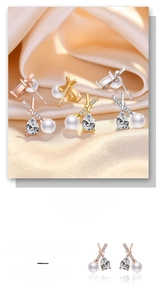 Detailed comparison of sparkling zircon pearl earrings in rose gold, gold, and silver finishes