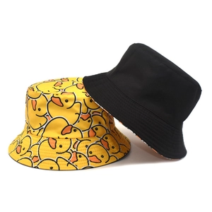 Bob jaune avec imprimé canard et chapeau de soleil noir classique pour l'extérieur