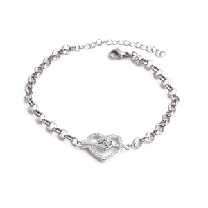 Stainless Steel Heart Bracelet Copper Micro Inlaid Zircon Arrow Through Heart Adjustable Chain Jewelry For Women