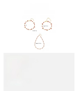 Detailed size parameters for gold cherry jewelry set including necklace and bracelet