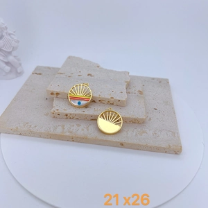 Gold plated devil eye shell charms with cubic zirconia inlay for jewelry making