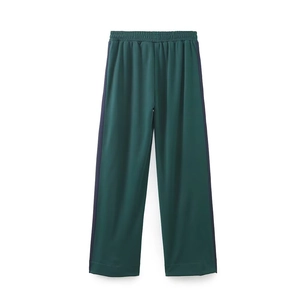 Pantalon large vert foncé à rayures bleu marine avec une taille élastique souple