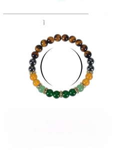 Infographie du bracelet de richesse en œil de tigre avec perles de 8mm et dimensions