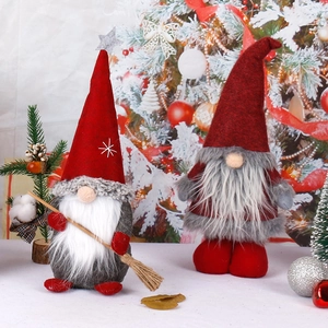 Christmas Gnome Figurine Plush Doll Faceless Santa Ornament Felt Fabric Long Pointy Red Hat Tabletop Holiday Home Decor