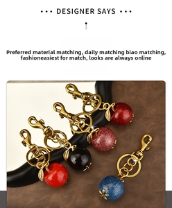 Detailed view of apple-shaped resin keychains in five colors with golden metal leaf charms