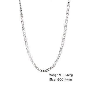 Detail of silver Figaro chain necklace showing size 600x4mm and weight 11.07g