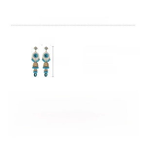 Detailed size chart of vintage bohemian long drop earrings with blue crystals