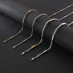 Colliers minimalistes en acier inoxydable argent et or avec perles cylindriques